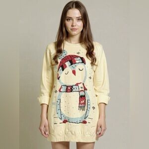 Drop Dead “Chillin” Penguin Knit Sweater Dress Tunic Size Medium